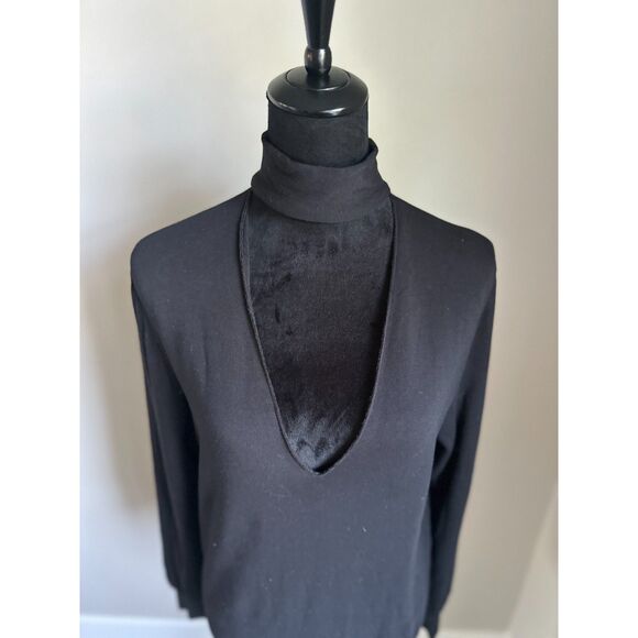 BAILEY 44 Women's Cut Black Eye Splice Choker Long Sleeve Sweatshirt Size Small - Picture 2 of 9